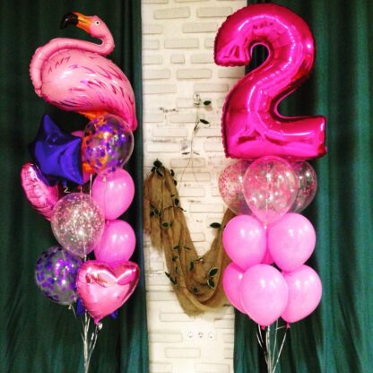 Набор воздушных шаров “2 года девочки (фламинго)”