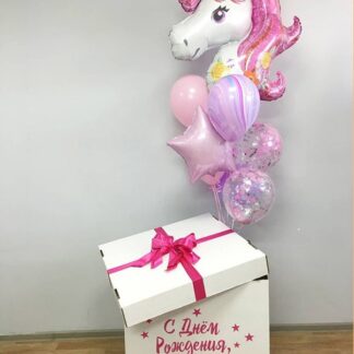 Коробка-сюрприз с шарами для сестры