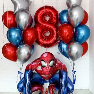 Гелиевые шары 8 лет мальчику (Человек-паук)