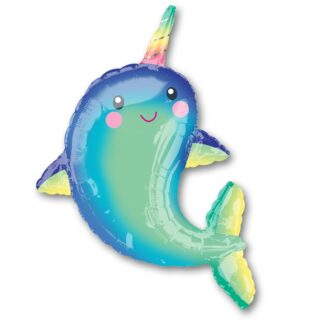 Воздушный шар (39”/99 см) Фигура, Дельфин с радужным рогом