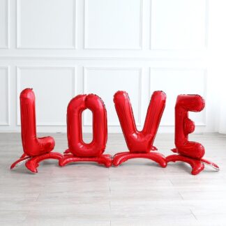 Набор шаров-букв (32″/81 см) LOVE, на подставке, Красный