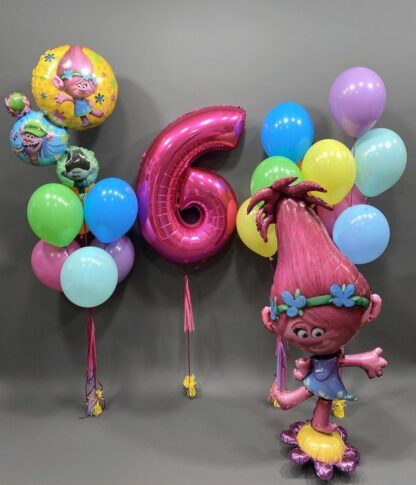 Воздушные шары на 6 лет девочке (Тролли)