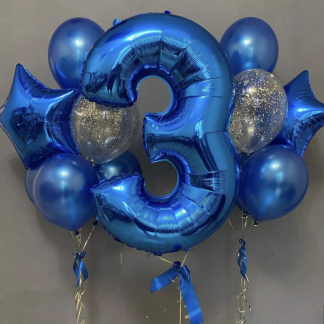 Гелиевые шары на 3 года (синие)