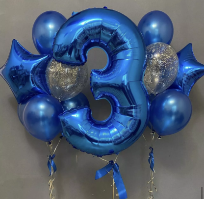 Гелиевые шары на 3 года (синие)